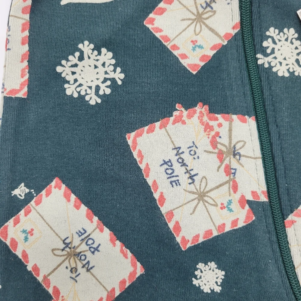 Burt's Bees Baby Footie Sleeper Dark Green White Letters To Santa 3-6mo NEW